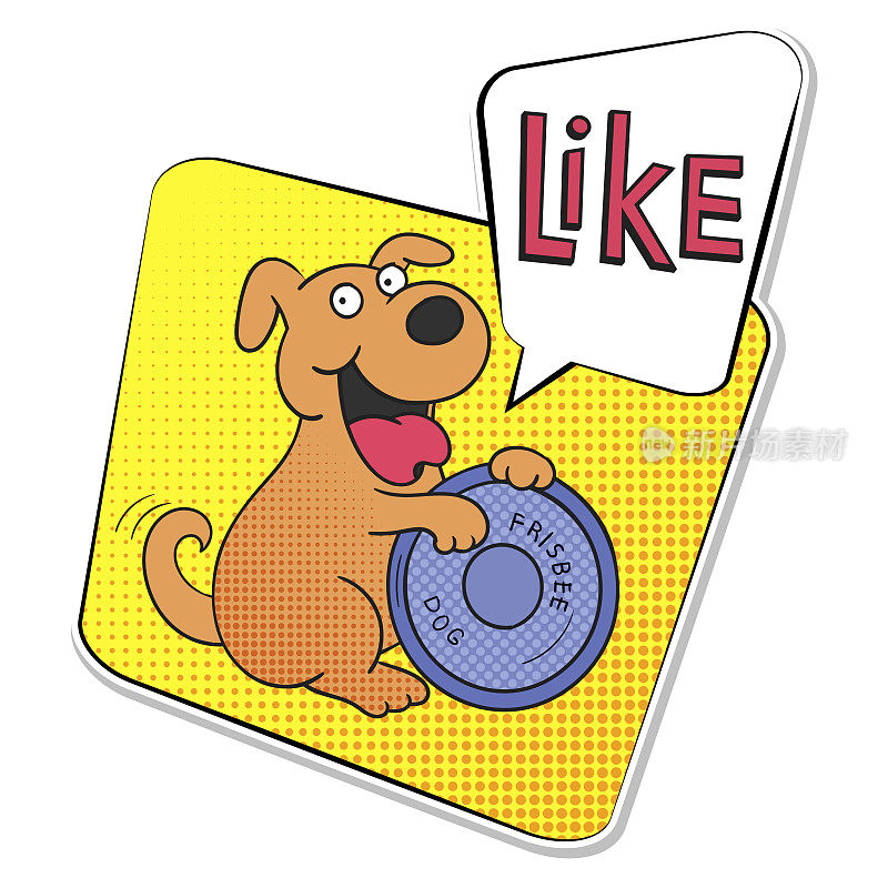 Sticker of a funny dog with frisbee